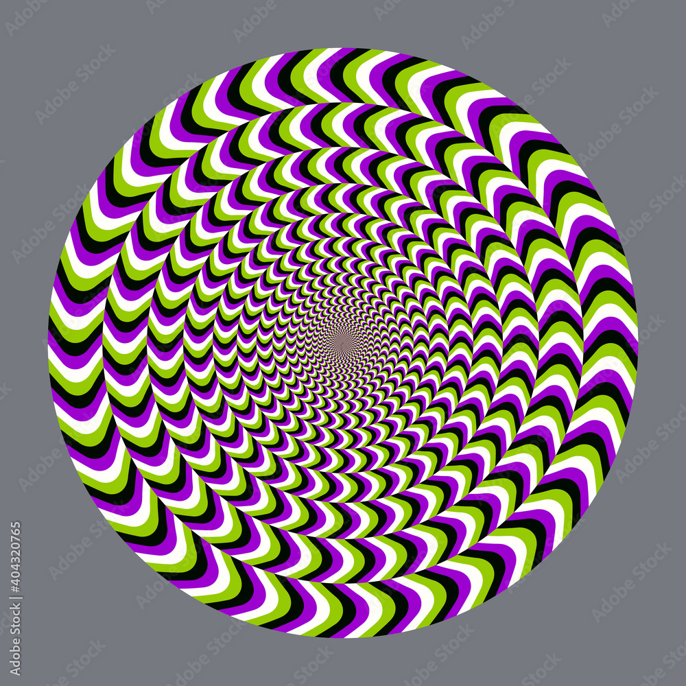 Geometric optical illusion. Color circle psychedelic pattern. Stock ...