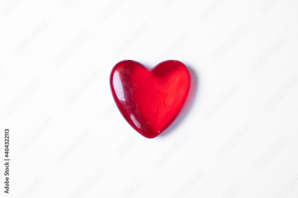 Fototapeta premium Valentine's day background with red heart. Copy space.