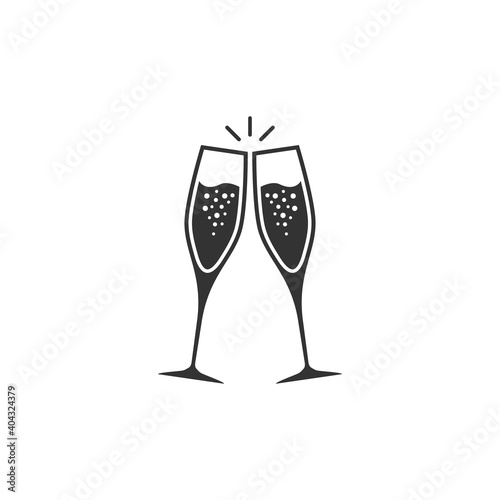 Champagne glass icon. Party drink silhouette. Vector isolated on white
