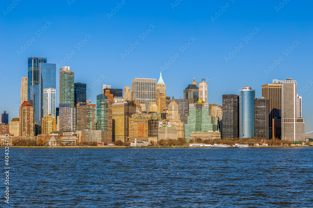 View of the skyscrapers in Manhattan, New York, USA View of the skyscrapers in Manhattan, New York, USA