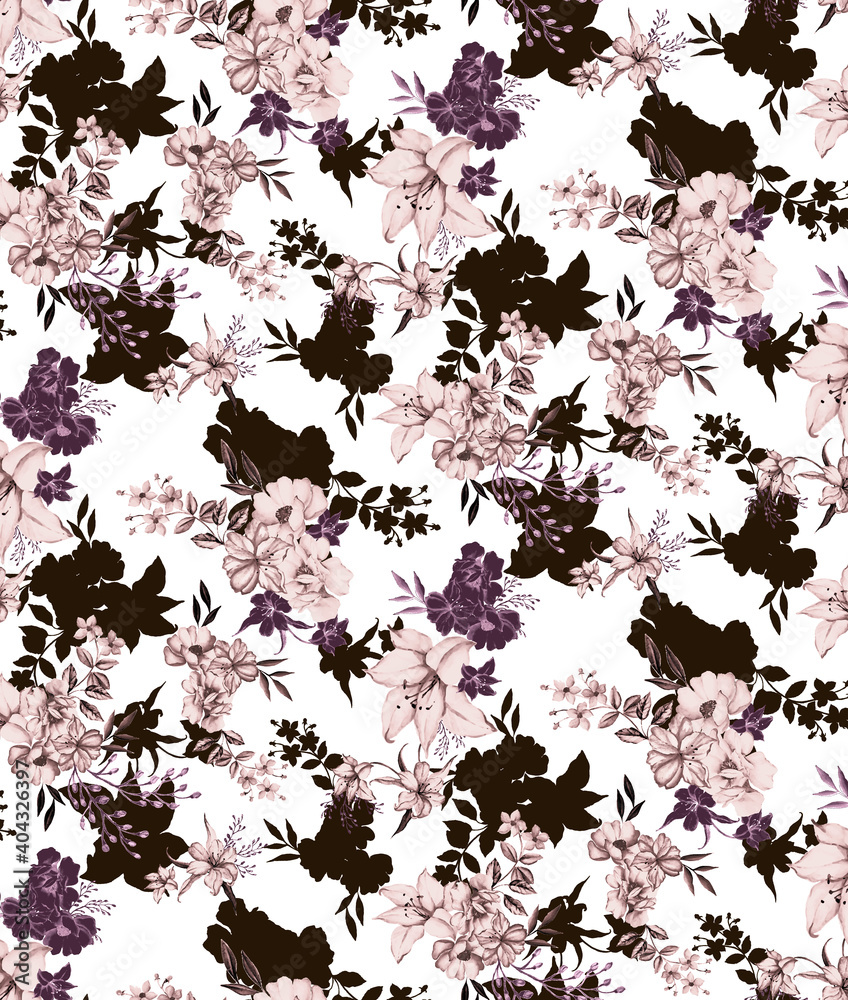 Seamless flowers pattern, floral print.