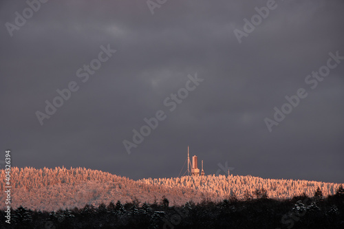 Der große Feldberg im Abendrot im Winter photo