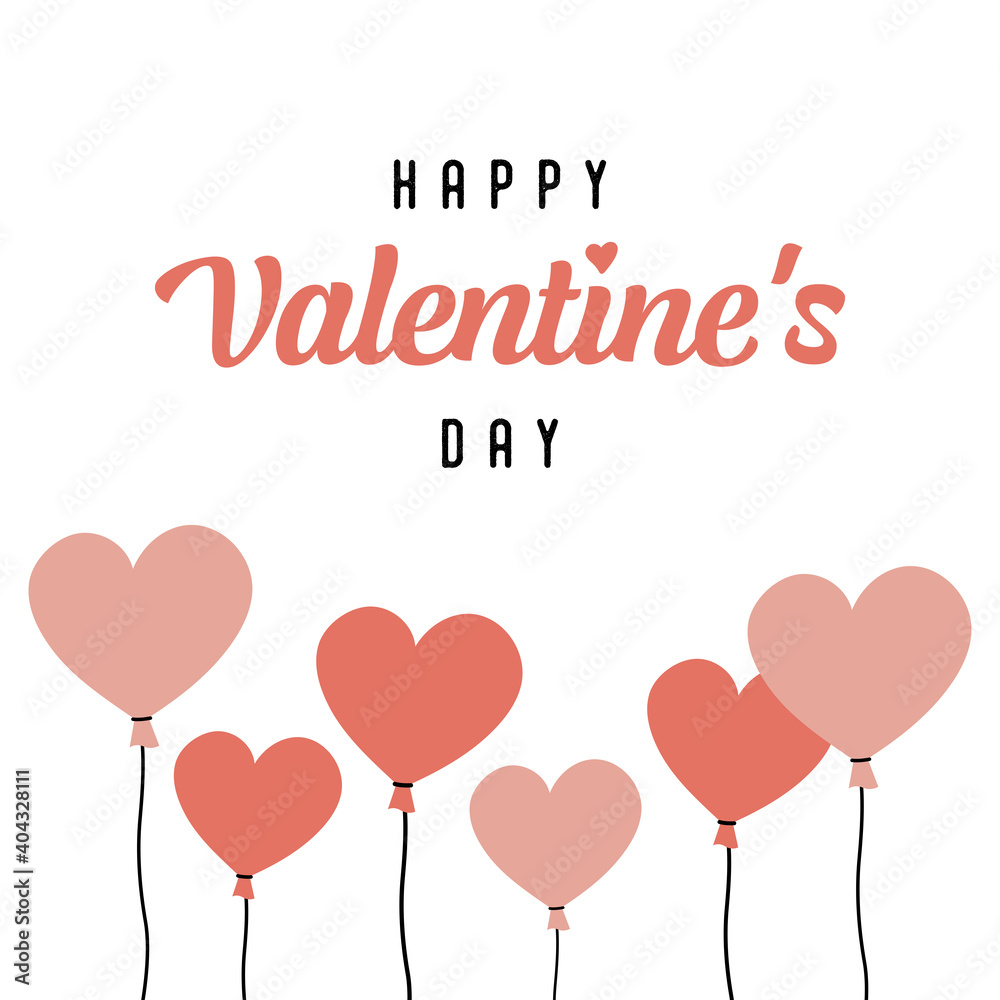 Happy Valentine's day banner with heart balloon