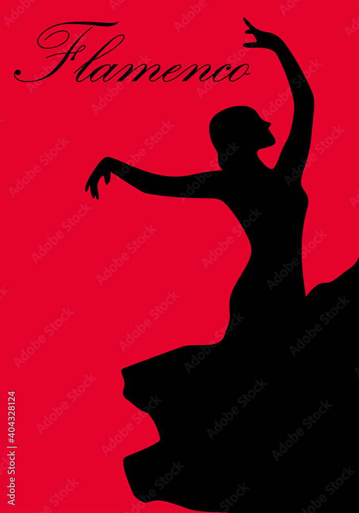 Flamenco woman dancer illustration. Typical Spanish dance.