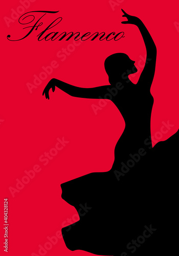 Flamenco woman dancer illustration. Typical Spanish dance.