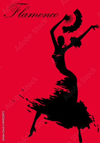 Flamenco woman dancer illustration. Typical Spanish dance.