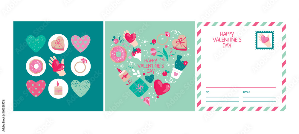Valentine card heart green