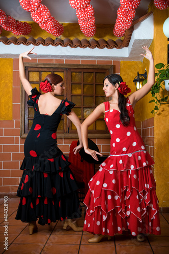 flamenco dancers at the Seville fair in April