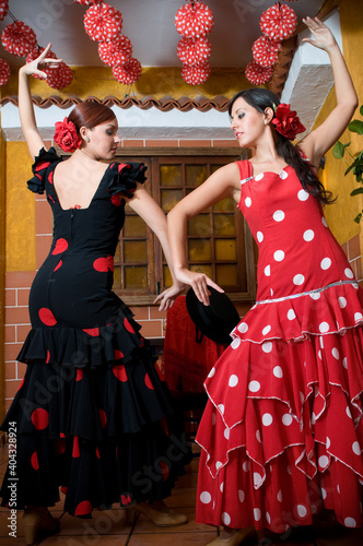 flamenco dancers at the Seville fair in April