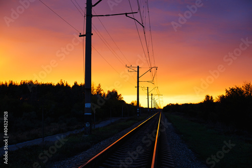 railway track in sunset light