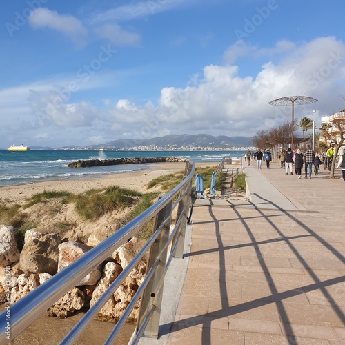 beach promenade view of the coast, the beach the mediterranean sea