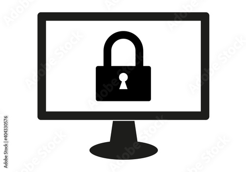 Icono negro de pantalla con candado.