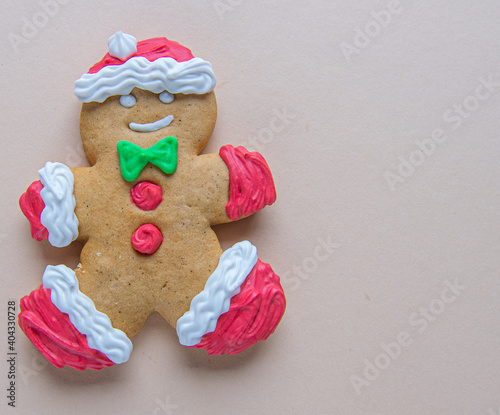 christmas gingerbread man. Closeup image. new year cookie.