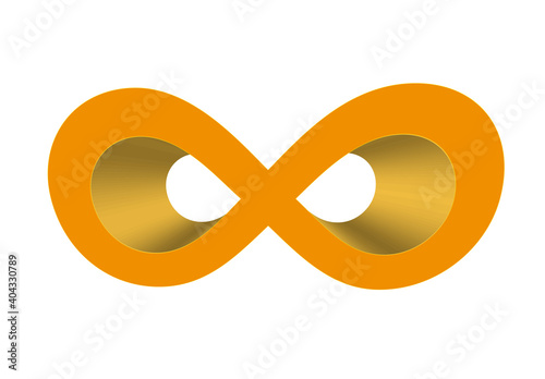 Símbolo de infinito de color naranja en fondo blanco.