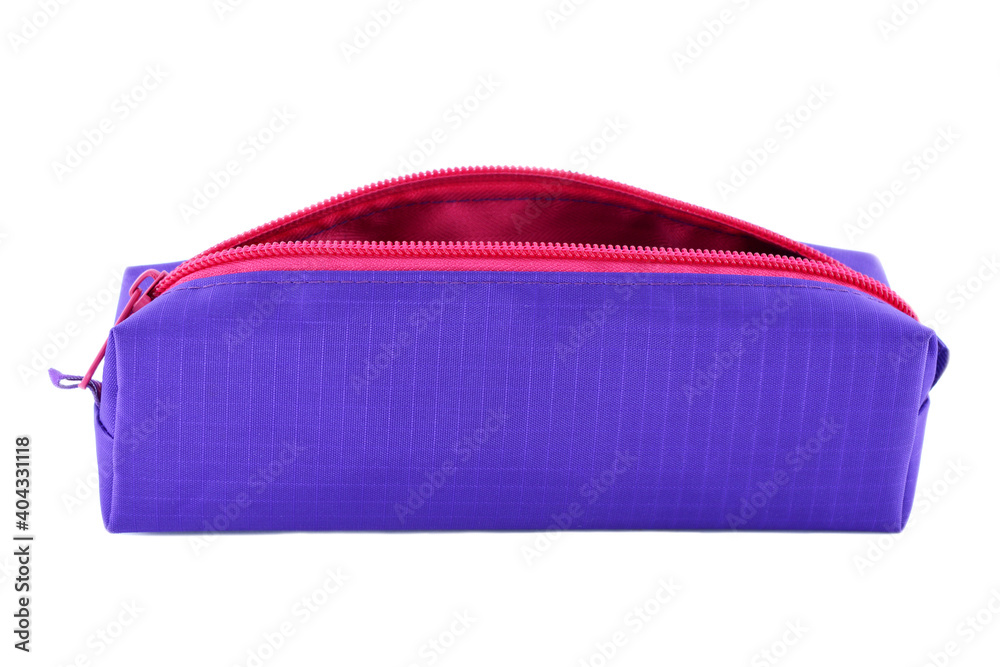 Φωτογραφία Purple pencil case side view on a white background.