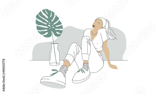 Stylish modern women isolated on white background. Colorful flat vector illustration
