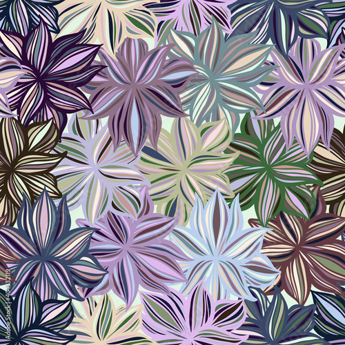 Colorful vector decorative geometric floral ornament seamless pattern