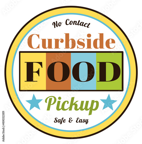 Retro food curbside pickup label