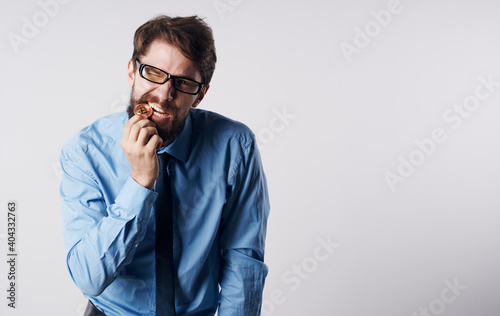 Man in shirt with tie cryptocurrency finance e-commerce stock market