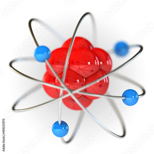 Atom close up. Realistic 3d rendering with the effect low depth of field