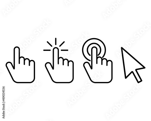 Hand cursors set icon isolated on white background.