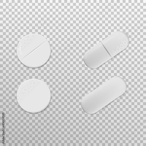 Realistic pill. Illustration isolated on background. Graphic concept for your design.