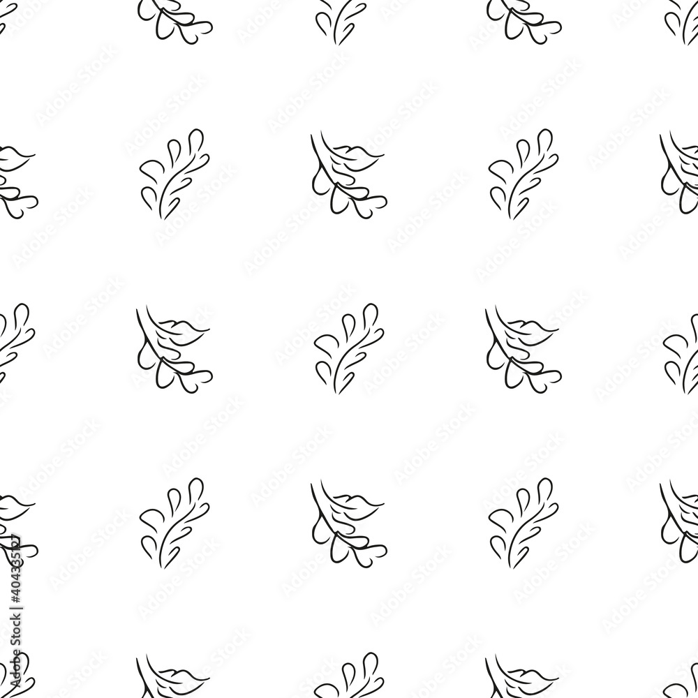 Fotografie Doodle simple vector seamless pattern of hand-drawn leaves