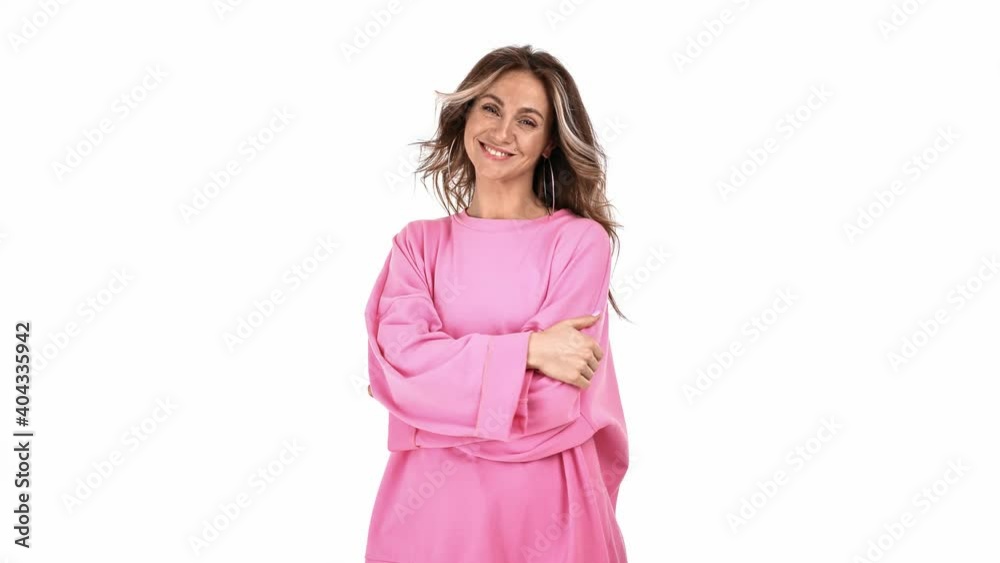 Joyful happy woman smiling making gesture ok isolated. Shot on RED Raven 4k Cinema Camera Joyful happy woman smiling making gesture ok isolated. Shot on RED Raven 4k Cinema Camera
