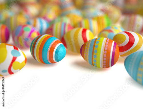 Background with Easter Eggs. Realistic 3d rendering with the effect low depth of field
