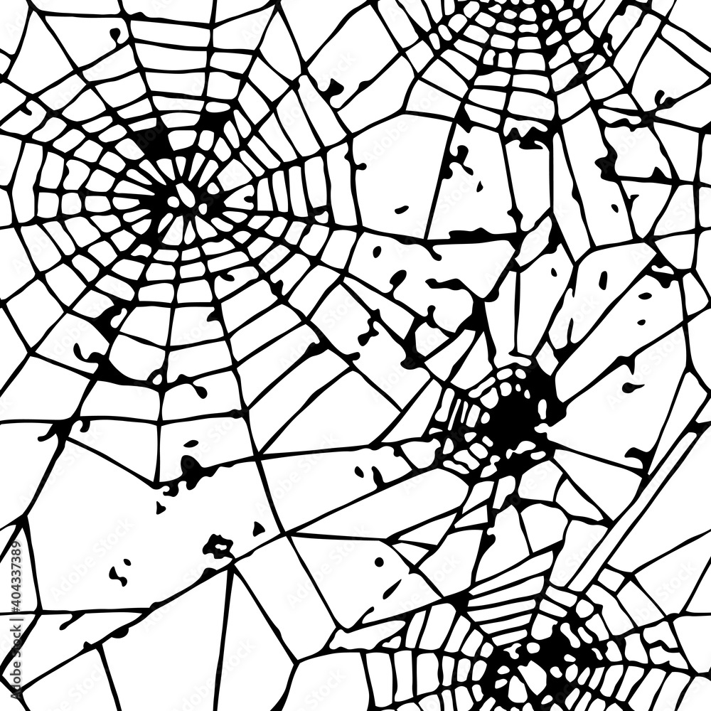 Spiderweb seamless pattern on white background