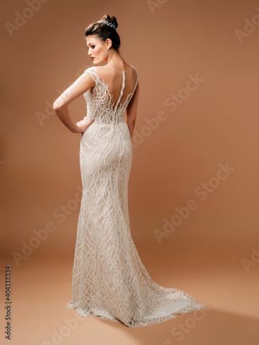 Canvas Print Beautiful wedding dress, rear view