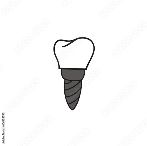 Doodle dental implant structure medical ,teeth and tooth concept of dental. Hand drawn dental implant structure medical ,teeth and tooth concept of dental. 