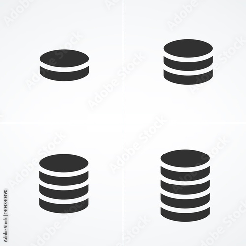 Database Icon set. Storage Network Symbol. Data Management Icon. Stock Vector illustration isolated on white background.