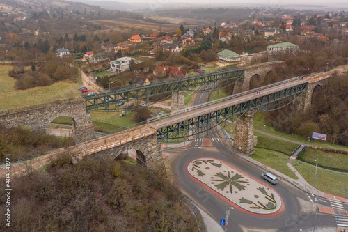 Biatorbagy Railway Viaduct aerial view in Hungary