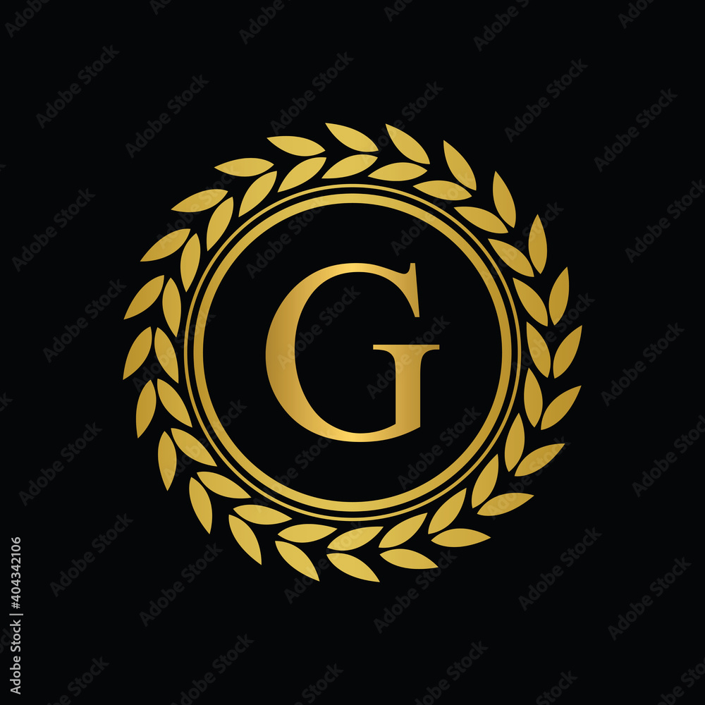 Golden Letter G laurel wreath template logo Luxury gold letter with ...
