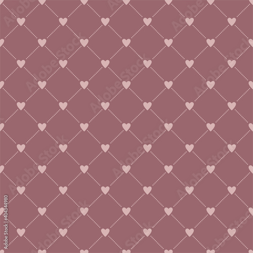 Vector seamless pattern. Grid of hearts. pink symbols on a dark background.