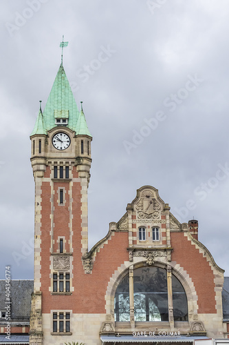 Building of Colmar Railway Station (Gare de Colmar). Colmar, Haut-Rhin departement of Alsace, France.