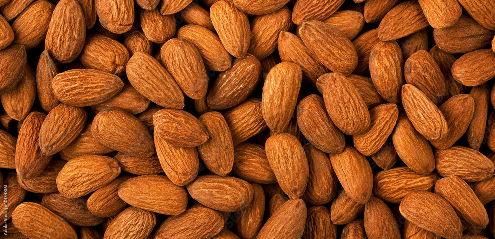 Almond background panorama. Top view. Almond background panorama. Top view.
