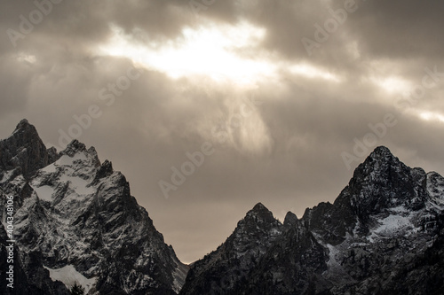 Dark clouds over mountains