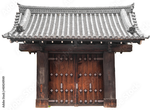 Wooden traditional entrance or gate to the monastery photo