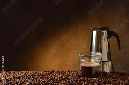 coffee maker and glass cup coffee