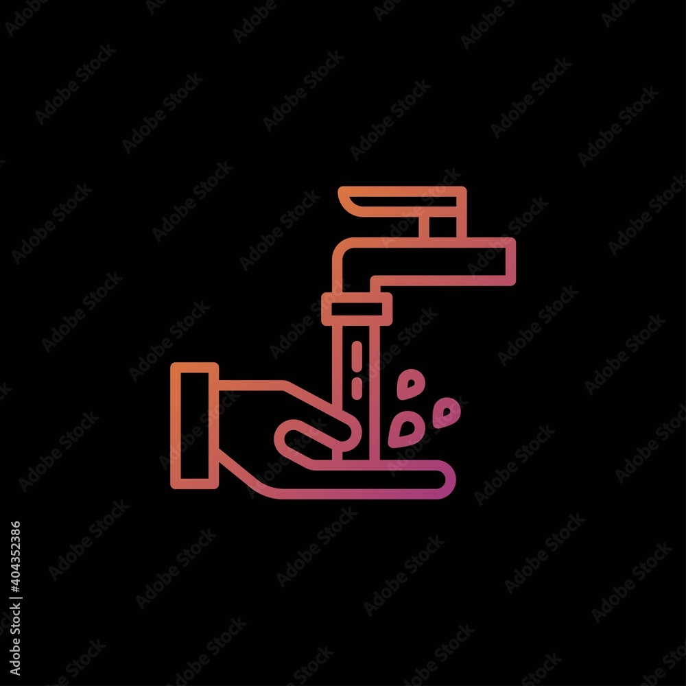 hand wash gradient outline Icon. corona virus vector illustration on black background
