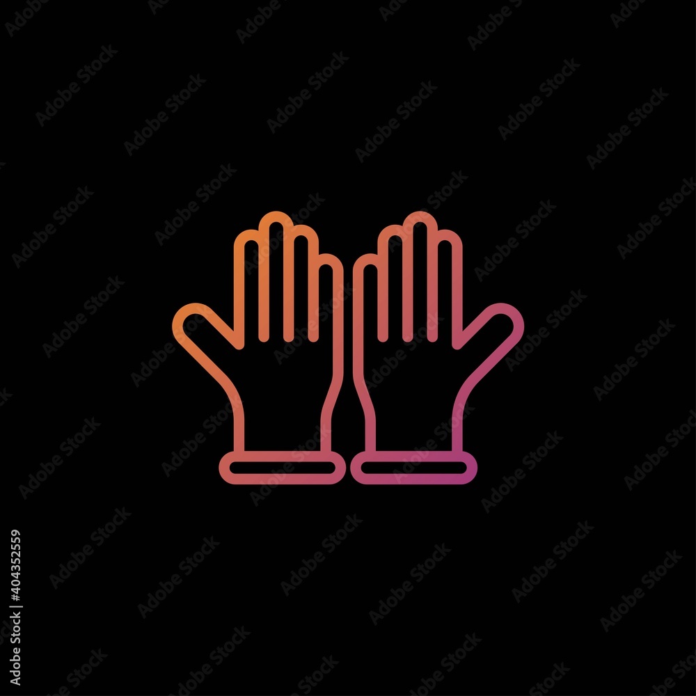 gloves gradient outline Icon. corona virus vector illustration on black background