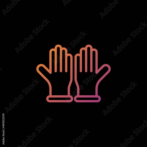 gloves gradient outline Icon. corona virus vector illustration on black background