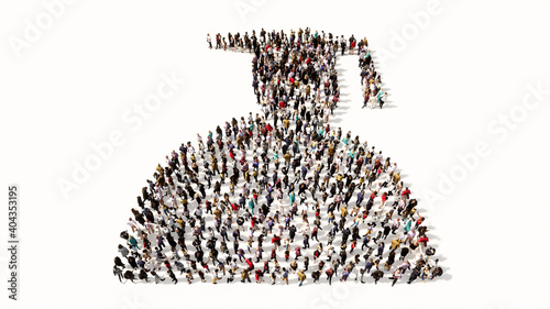 Concept or conceptual large gathering of people forming the image of a graduate cap on white background. A 3d illustration metaphor for academic achievement, succes, a future professional carrer photo