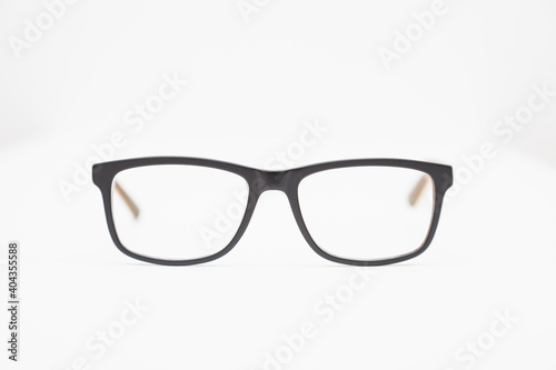 A pair of eyeglasses on a white background