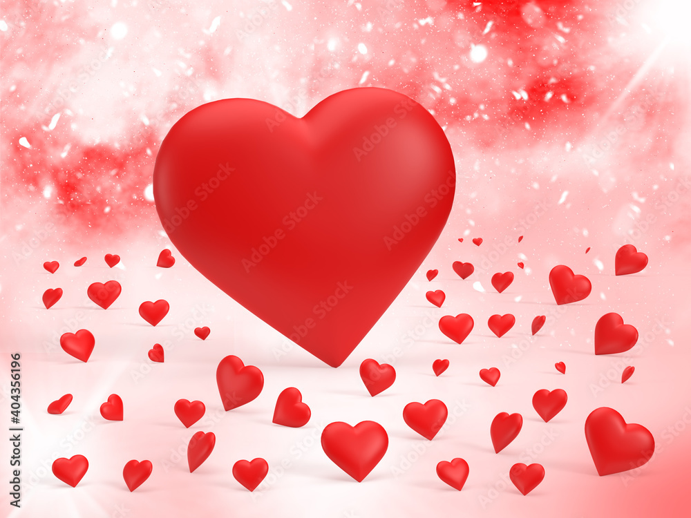 Valentine s day winter hearts big with many hearts on white background.