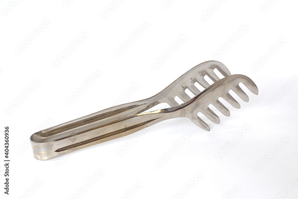 Piece food tong isolated on white background Piece food tong isolated on white background