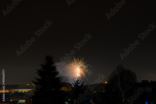 New year eve fireworks over city