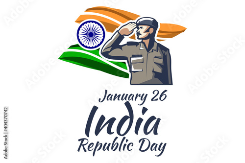 January 26, Republic day of India vector illustration. Suitable for greeting card, poster and banner. 